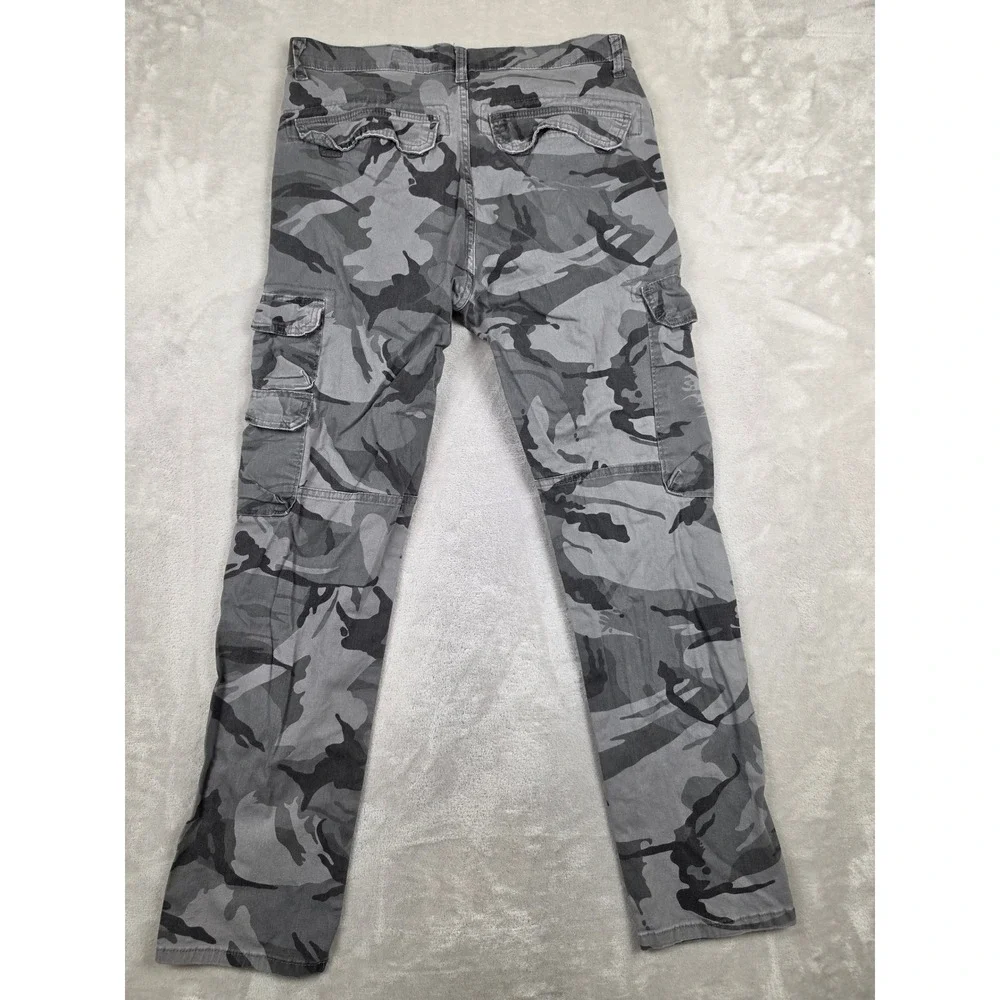 Wrangler Cargo Pants Mens 32x32 Gray Camo Regular Taper Stretch 70SYWGL